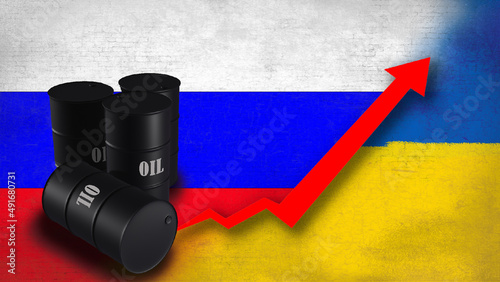 Tensions between Russia and Ukraine have led to a continued spike in global oil prices, Oil storage barrel 3D, Russian oil, Ukraine oil