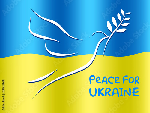 The military clash between Russia and Ukraine. The white dove of peace with an olive branch bringing peace for the Ukraine!