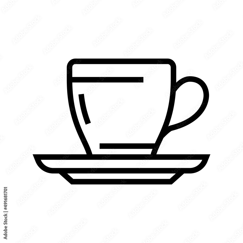 teacup with plate line icon vector. teacup with plate sign. isolated contour symbol black illustration teacup with plate line icon vector. teacup with plate sign. isolated contour symbol black illustration