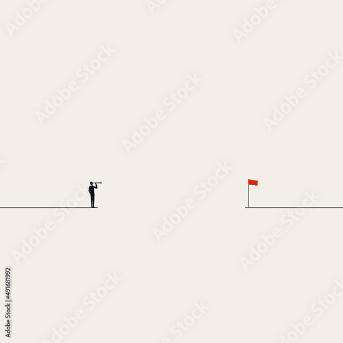 Business challenge vector concept. Symbol of obstacle, ambition, goal, success, solution. Minimal illustration.