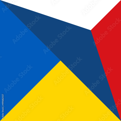 harmony icon of ukraine and czech republic flags. vector illustration	