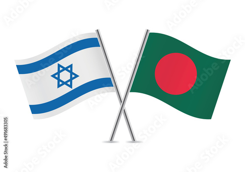 Free Download Israel and Bangladesh crossed flags. Israeli and Bangladeshi flags isolated on white background. Vector icon set. Vector illustration. - GFXLoad