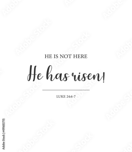 Easter banner, He is not here, He has risen, Luke 24:6-7, Easter wall decor, Easter wall sign, bible verse, Christian card, vector illustration