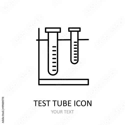 Outline drawing of test tube. Vector drawing.
