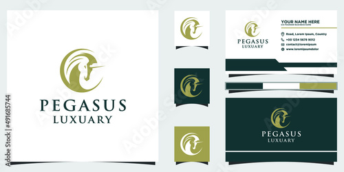 Elegant pegasus. minimalist premium horse. pegasus style mythical silhouette,