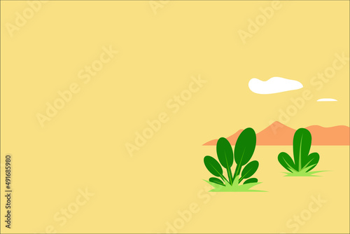 landscape with desert and grass. Flat design vector illustration