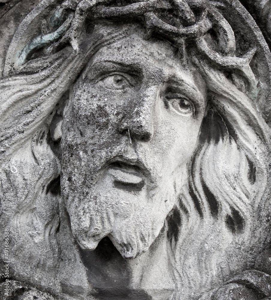 The face of Jesus Christ suffering on the cross The face of Jesus Christ suffering on the cross