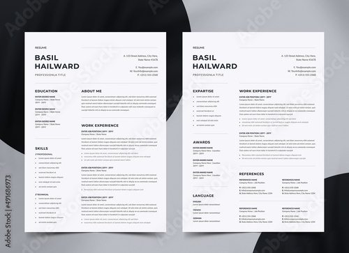 Minimalist Resume and Cover Letter Set. CV Template
