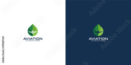 Inspiration for flight aviation and leaf logo design