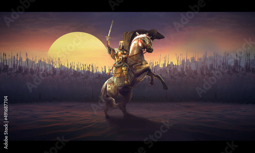 Fotografie, Obraz general leading crusaders knights into war