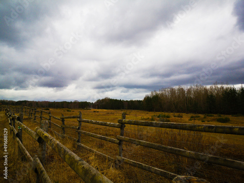 landscape with fence and sky