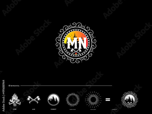 letter MN nm logo design, Vintage mn Logo Icon Vector and Illustration Design For All Kind Of Use