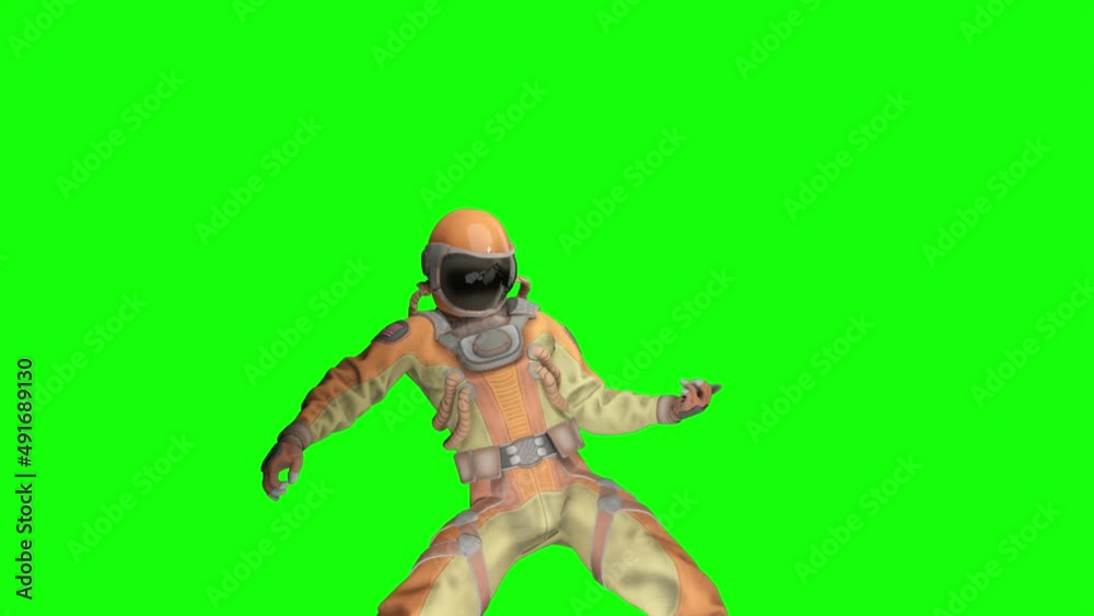 astronaut is doing a air guitar move
