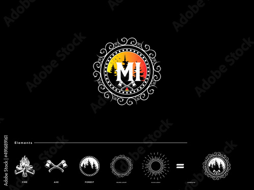 letter MI im logo design, Vintage mi Logo Icon Vector and Illustration Design For All Kind Of Use