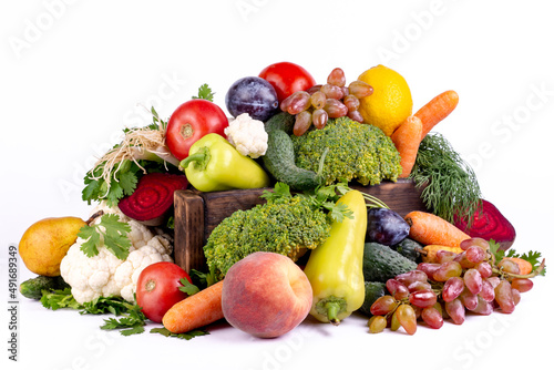 Colorful different fresh vegetables on white background