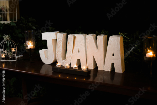 Juana in white block letters photo