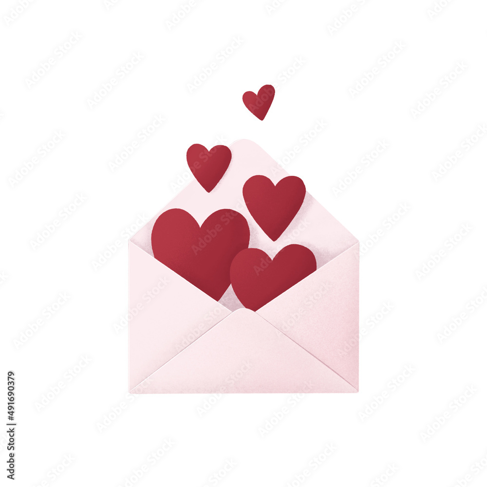 Love message illustration. 
Romantic letter. Happy valentines day
