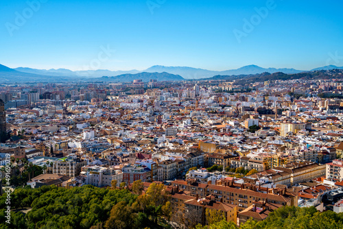 Panoramic view over the city of Malaga, Spain 