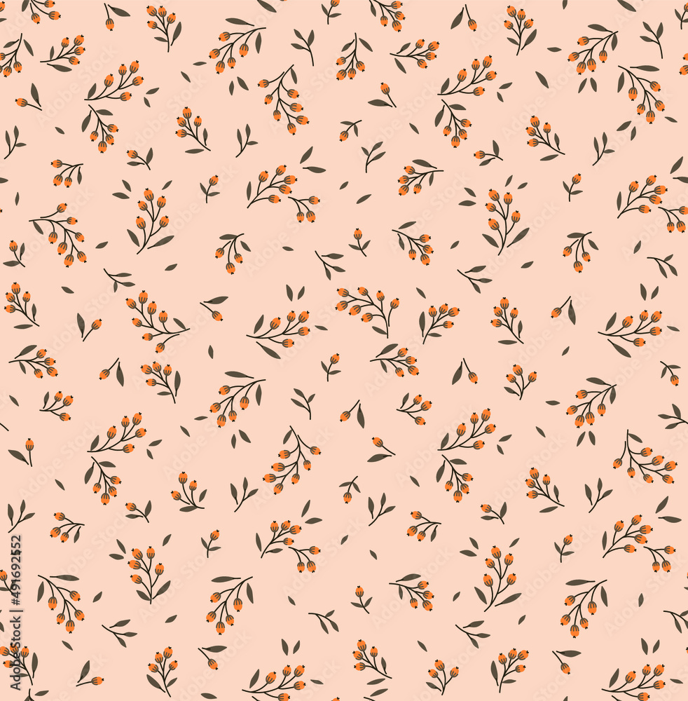 Hand drawn seamless floral pattern. Simple background with branches and berries. Small berries, leaves and twigs. Ditsy print. Seamless vector texture. Elegant template for fashion prints. Hand drawn seamless floral pattern. Simple background with branches and berries. Small berries, leaves and twigs. Ditsy print. Seamless vector texture. Elegant template for fashion prints.