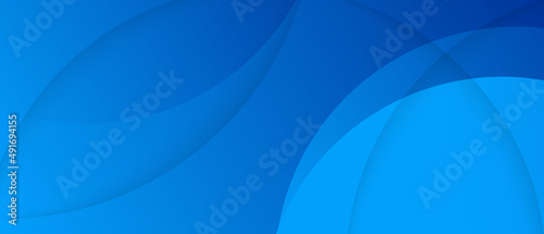 Abstract blue technology curve background. Vector long banner for social media posts  presentations