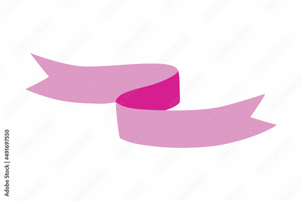 ribbon in flat hand drawn style. vector illustration isolated on white background