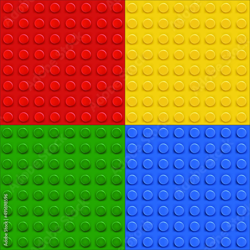 Vector realistic illustration of plastic colorful baseplate of yellow, red, blue, green