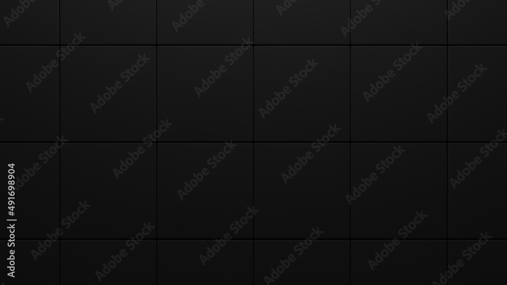 3d rendering of dark background image with big rastered geometric square structures in black and gray tones lightened by a light source positioned above it 3d rendering of dark background image with big rastered geometric square structures in black and gray tones lightened by a light source positioned above it