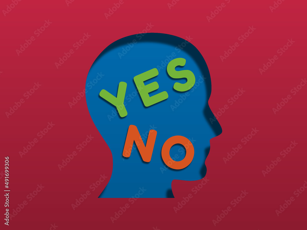 human head and text inside, 3d cut hole with shadow