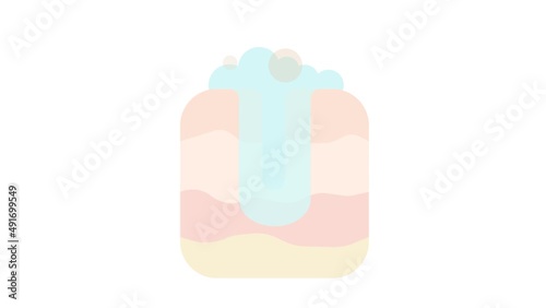 Cleaning clogged pores 2D animation on transparent background. Blackheads removal, skin cleaning foam, skincare. For topics like cosmetology, peeling, shrinking and minimaizing pores