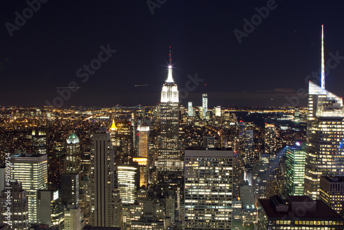 NYC skyline from top of the rock to empire at night