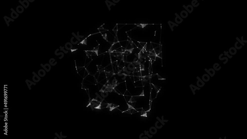 Abstract background with cube. illustration. Technology shape with lines and dots. Futuristic concept. Perspective. Geometric shape. 3d cube icon. Illusive form. Grid structure.