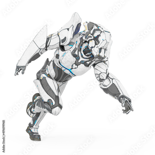 man in an armored nano tech suit is running