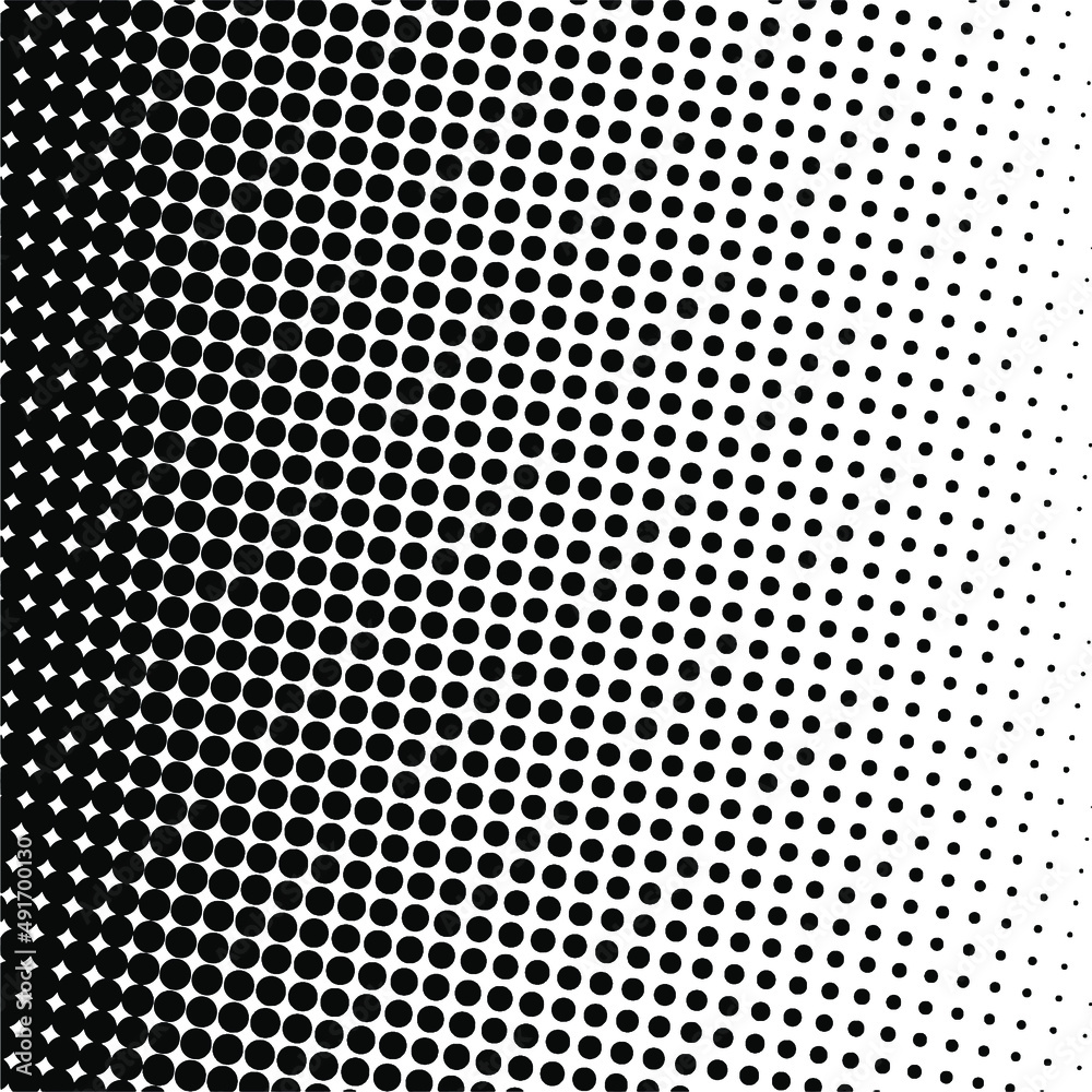 White and black circles, gradient halftone background. Vector illustration.