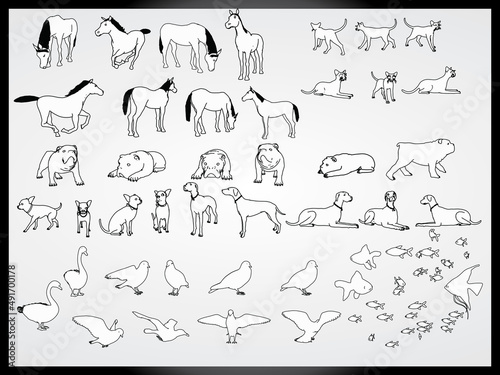Fototapeta Naklejka Na Ścianę i Meble -  vector set of animals background