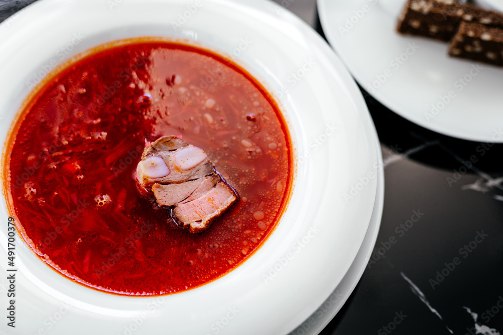 Traditional food red soup borshch Traditional food red soup borshch