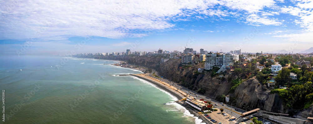 Lima Pe Aerial panorama view of Lima, Peru along the coast also known as ...