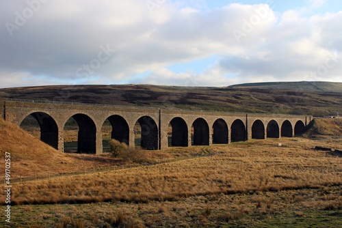 Dandry Mire Viaduct on Carlisle-Settle railway line, Yorkshire Dales.