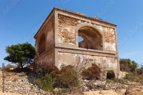 Ruins of the ancient palace Dar Es-Sultan near Essaouira. Morocco. Built in late 18th c., it was the former residence of the sultan Sidi Mohammed ben Abdellah, but is now half buried under the sands.