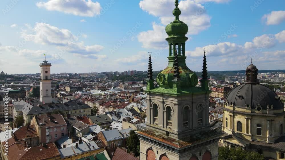 The Ukrainian city is Lviv. Aerial photography The Ukrainian city is Lviv. Aerial photography