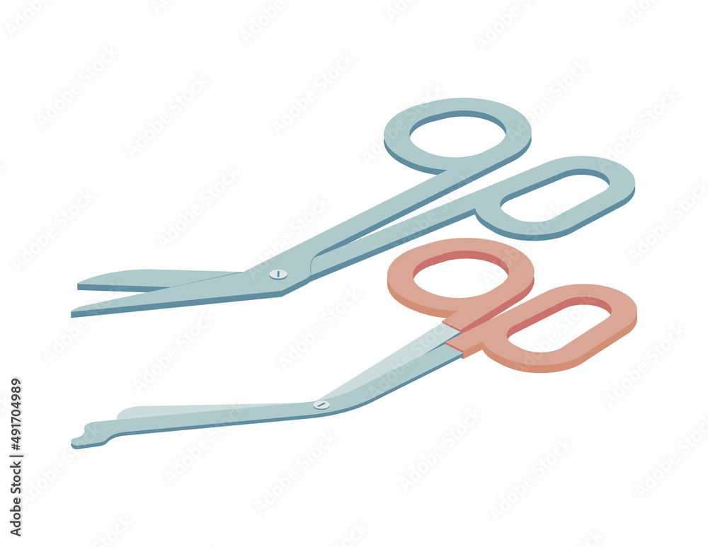 Ambulance Scissors Isometric Composition Ambulance Scissors Isometric Composition