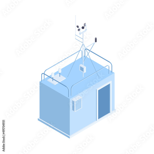 Meteorological Building Isometric Composition