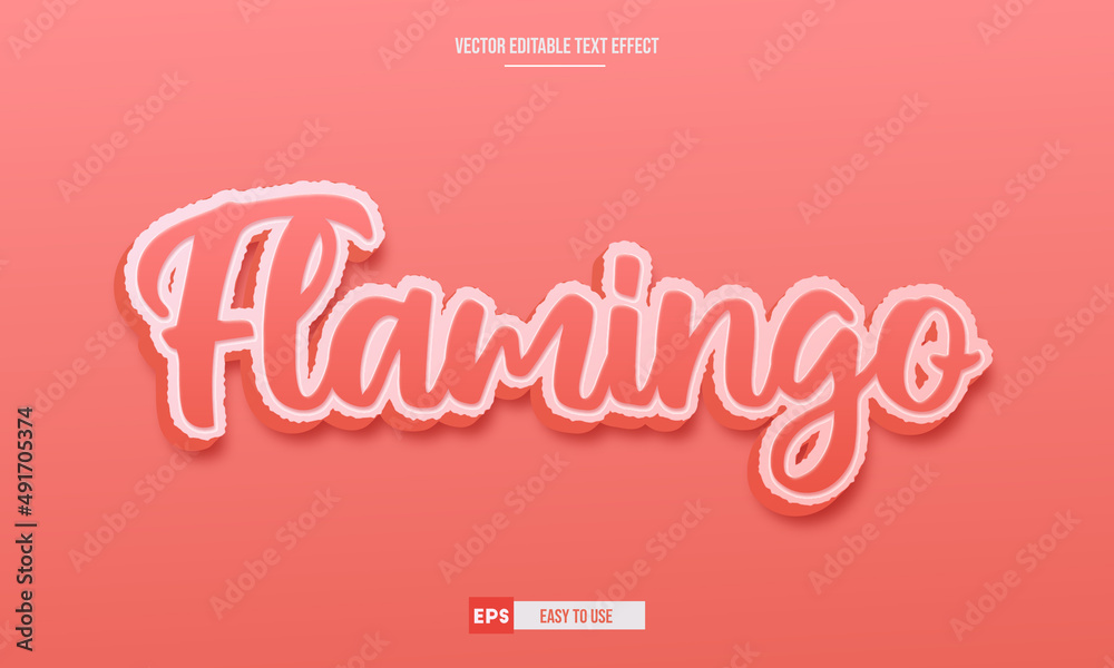 Flamingo editable 3d text effect premium vector
