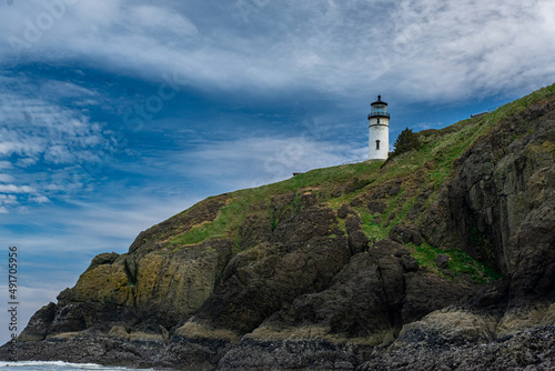 North Head Lighthouse located at the mouth of the Columbia River where it meets the Pacific Ocean. Washington state
