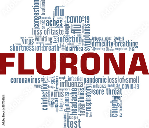Flurona - Flu and Corona Virus conceptual vector illustration word cloud isolated on white background. photo