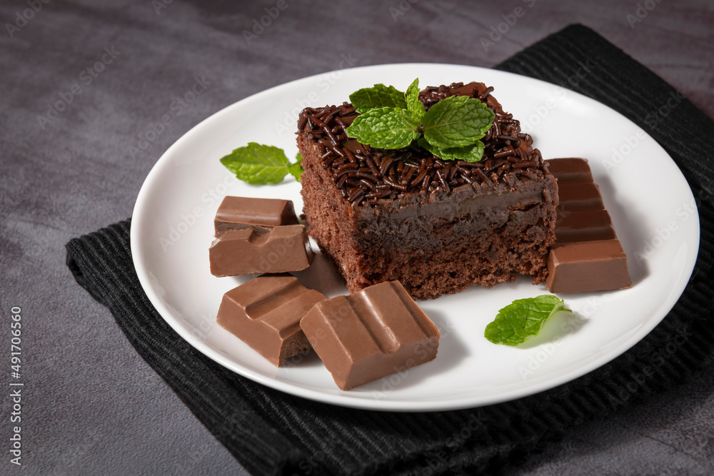 chocolate cake with mint