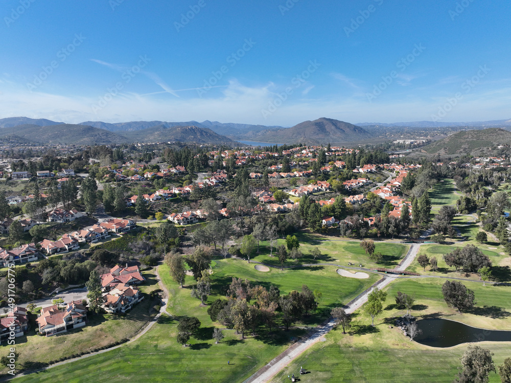 Golf in residential neighborhood in South California. USA. 