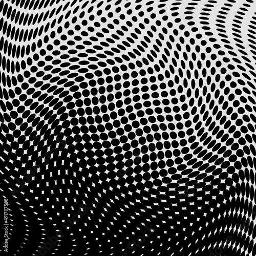 White and black circles  gradient halftone background. 