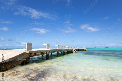 Bavaro beach in sunny day with calm ocean and white  beach, Dominican republic © photopixel