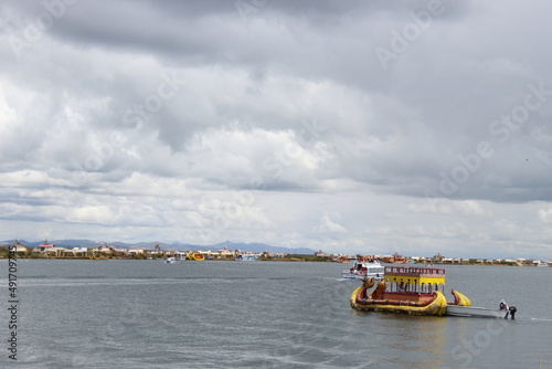 Lake Titicaca is the highest navigable lake in the world where the community of the Uros is located, Republic of Peru