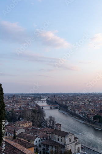 Images of the city of Verona in Italy. Classic buildings, bridges over the Adige river and churches of the city.